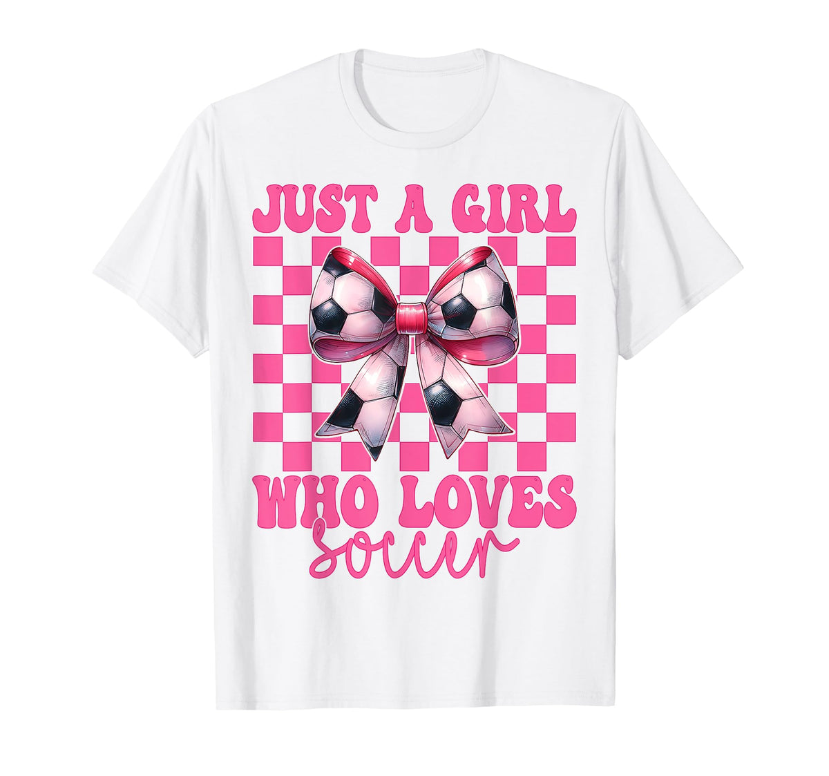 Just Who Loves Soccer Coquette Bow T-Shirt - Trendy Graphic for Adults