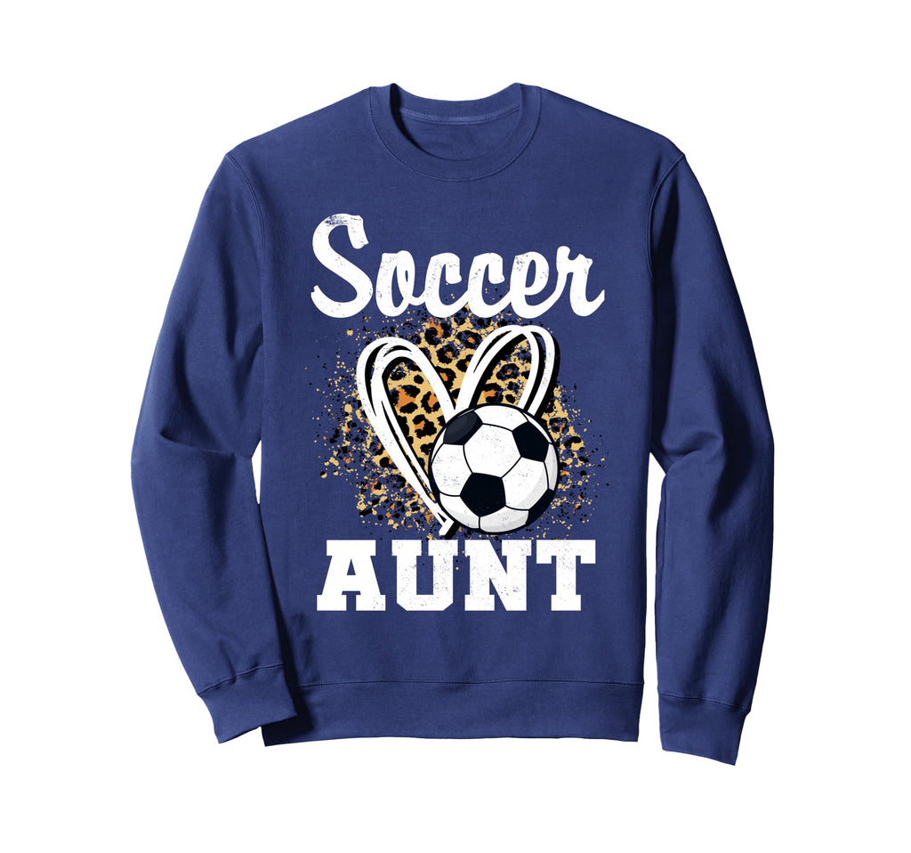 Soccer Aunt Leopard Heart Soccer Sweatshirt - Custom Art Print for Adults