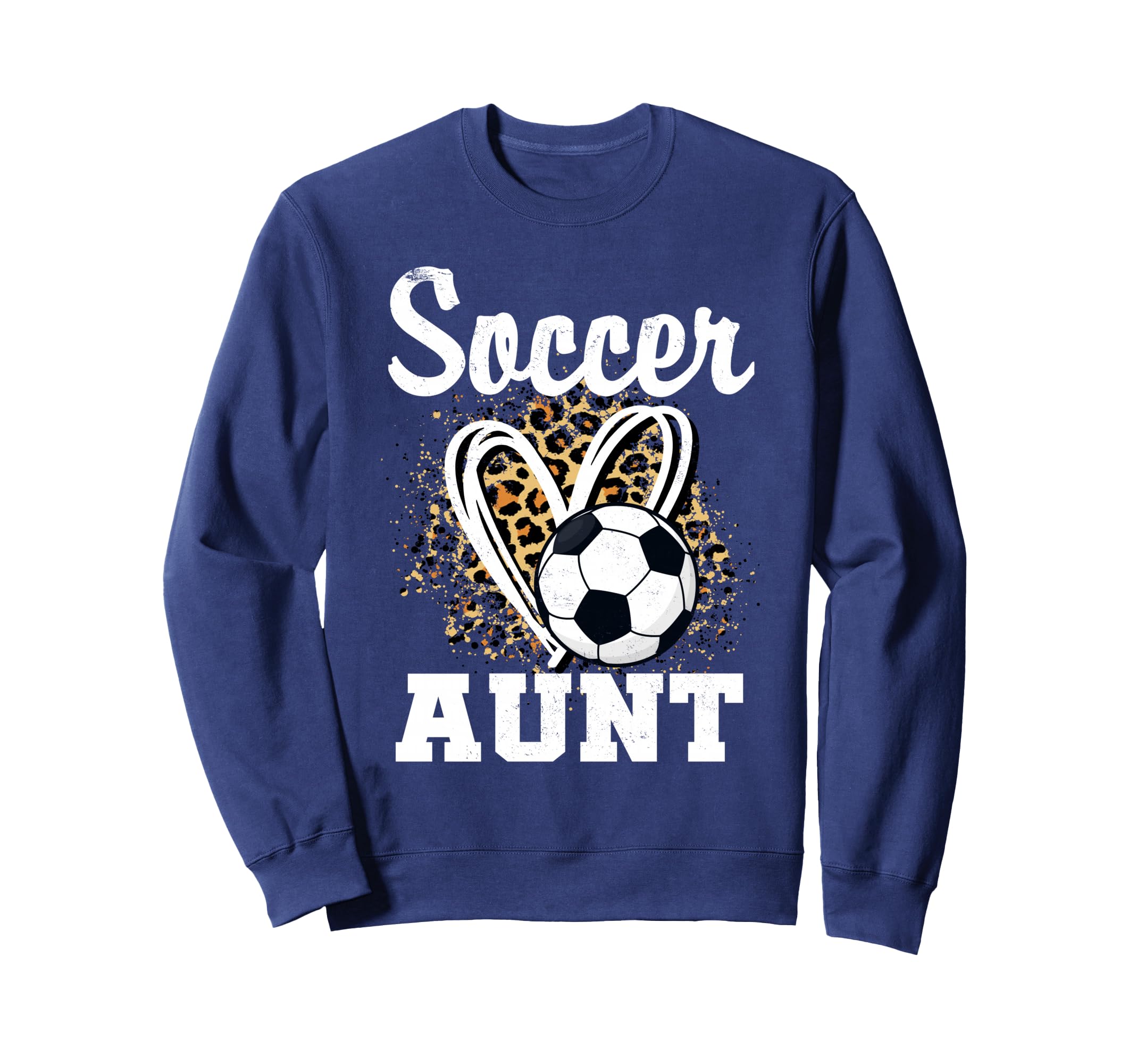 Soccer Aunt Leopard Heart Soccer Sweatshirt - Custom Art Print for Adults