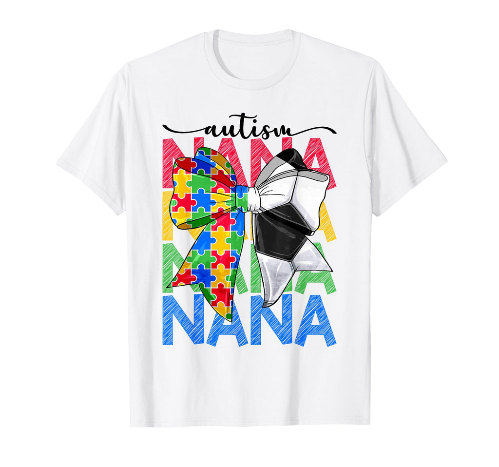 Autism Nana Autism Awareness Coquette T-Shirt - Trendy Graphic for Adults