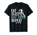 Eat Sleep Hat Trick Repeat Ice Hockey T-Shirt - Novelty Apparel Unisex