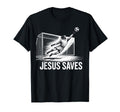 Soccer Goalie Goalkeeper Jesus Saves T-Shirt - Minimalist Print Men Women