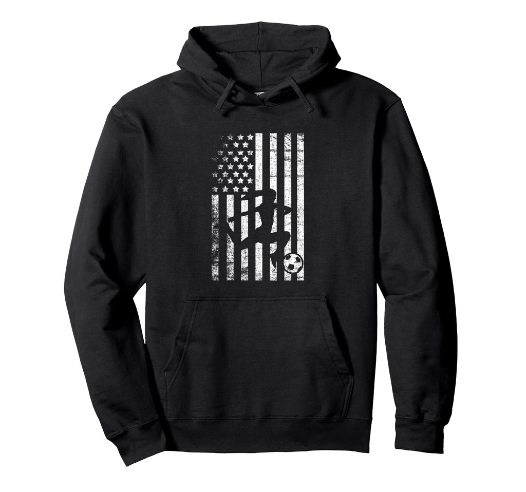 Soccer Patriotic American Flag Hoodie - Unique Graphic Unisex