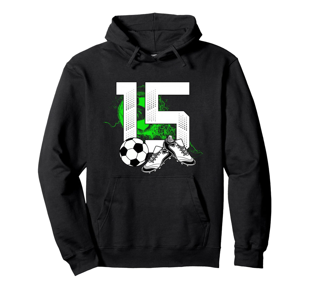 15Th Birthday Soccer Player Hoodie - Fun Novelty Design for Adults