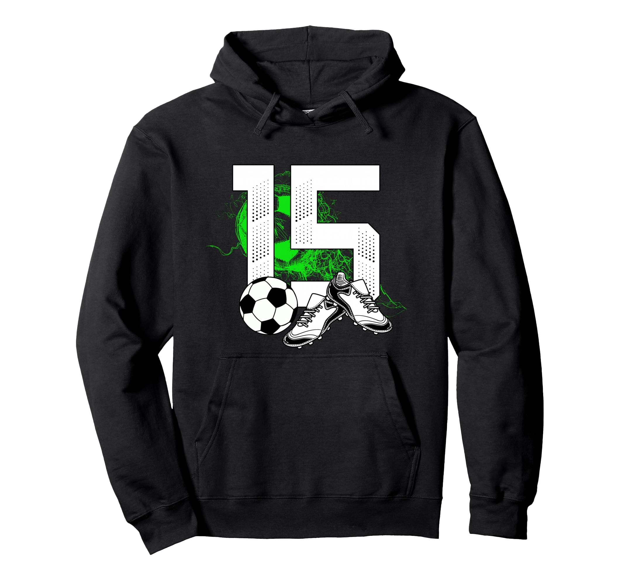 15Th Birthday Soccer Player Hoodie - Fun Novelty Design for Adults