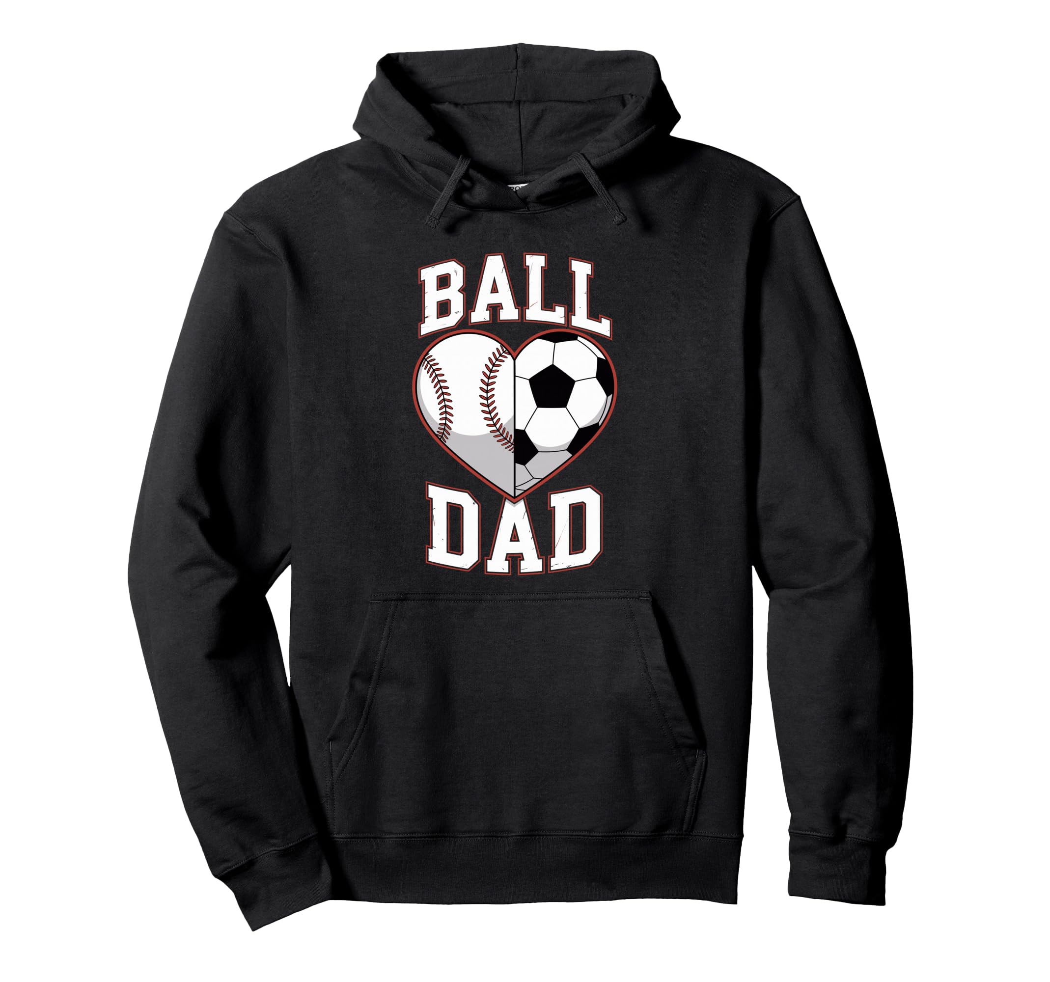 Ball Dad Heart Baseball And Soccer Hoodie - Casual Everyday Wear Unisex
