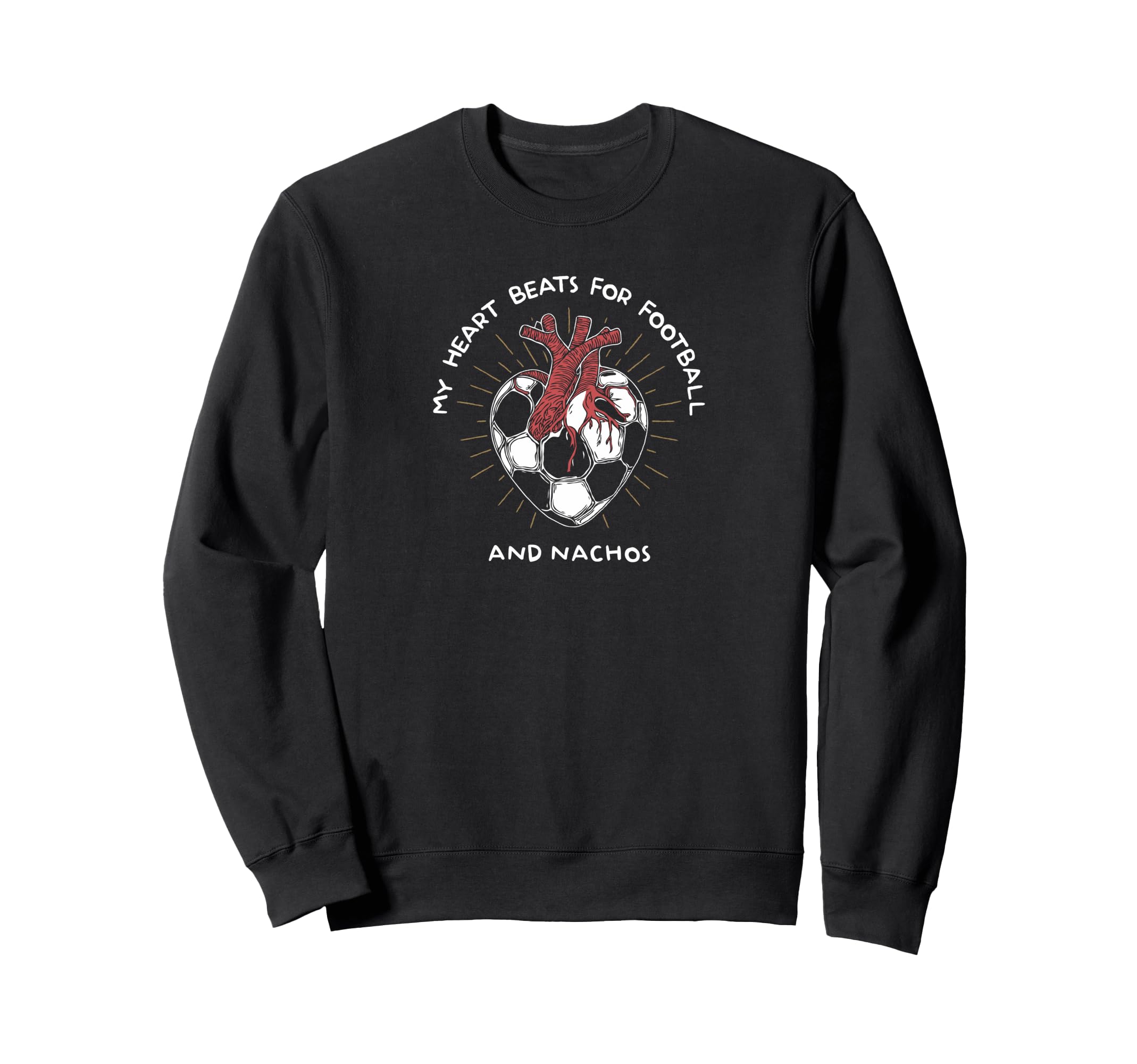 My Heart Beats Football And Nachos Sweatshirt - Novelty Apparel for Adults