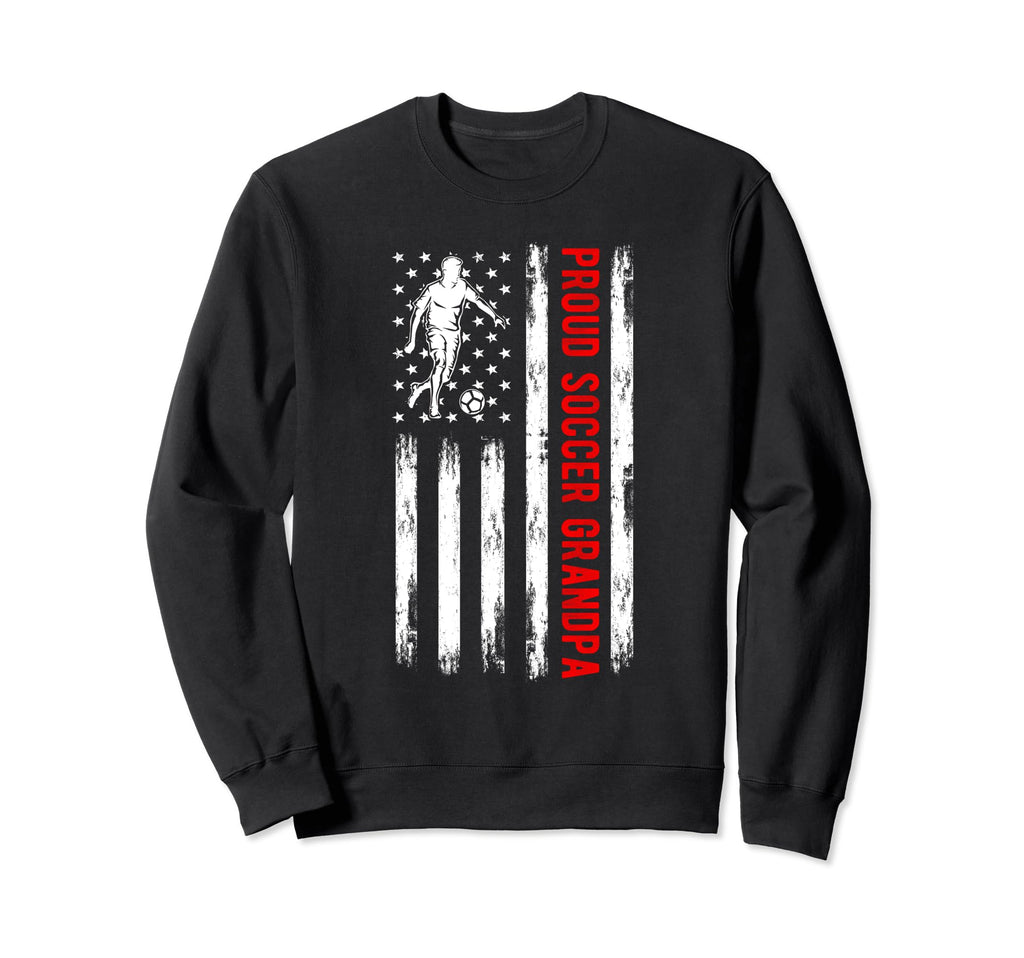 Proud Soccer Grandpa Usa Flag Sweatshirt - Casual Everyday Wear for Adults
