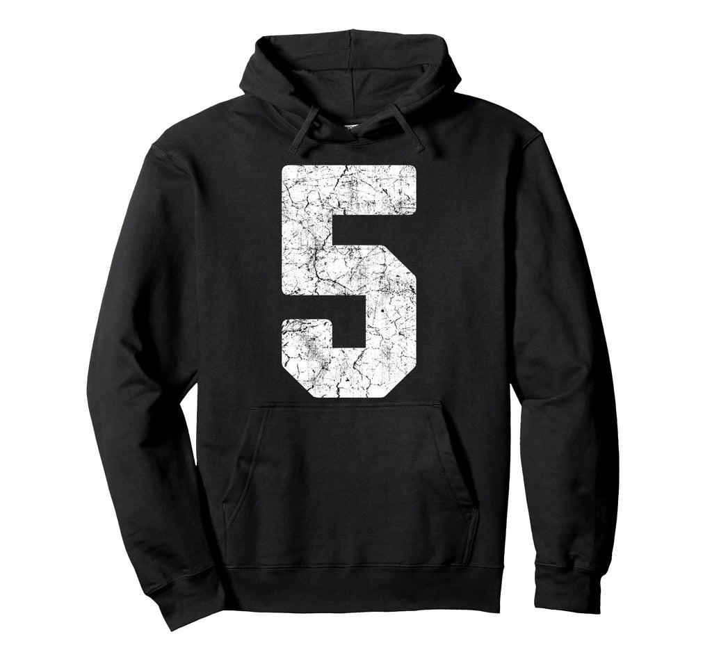 Distressed White Number 5 Jersey Hoodie - Streetwear Style Men Women
