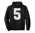Distressed White Number 5 Jersey Hoodie - Streetwear Style Men Women