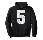 Distressed White Number 5 Jersey Hoodie - Streetwear Style Men Women
