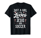 Just Who Loves Jesus And Soccer Gift T-Shirt - Minimalist Print Unisex
