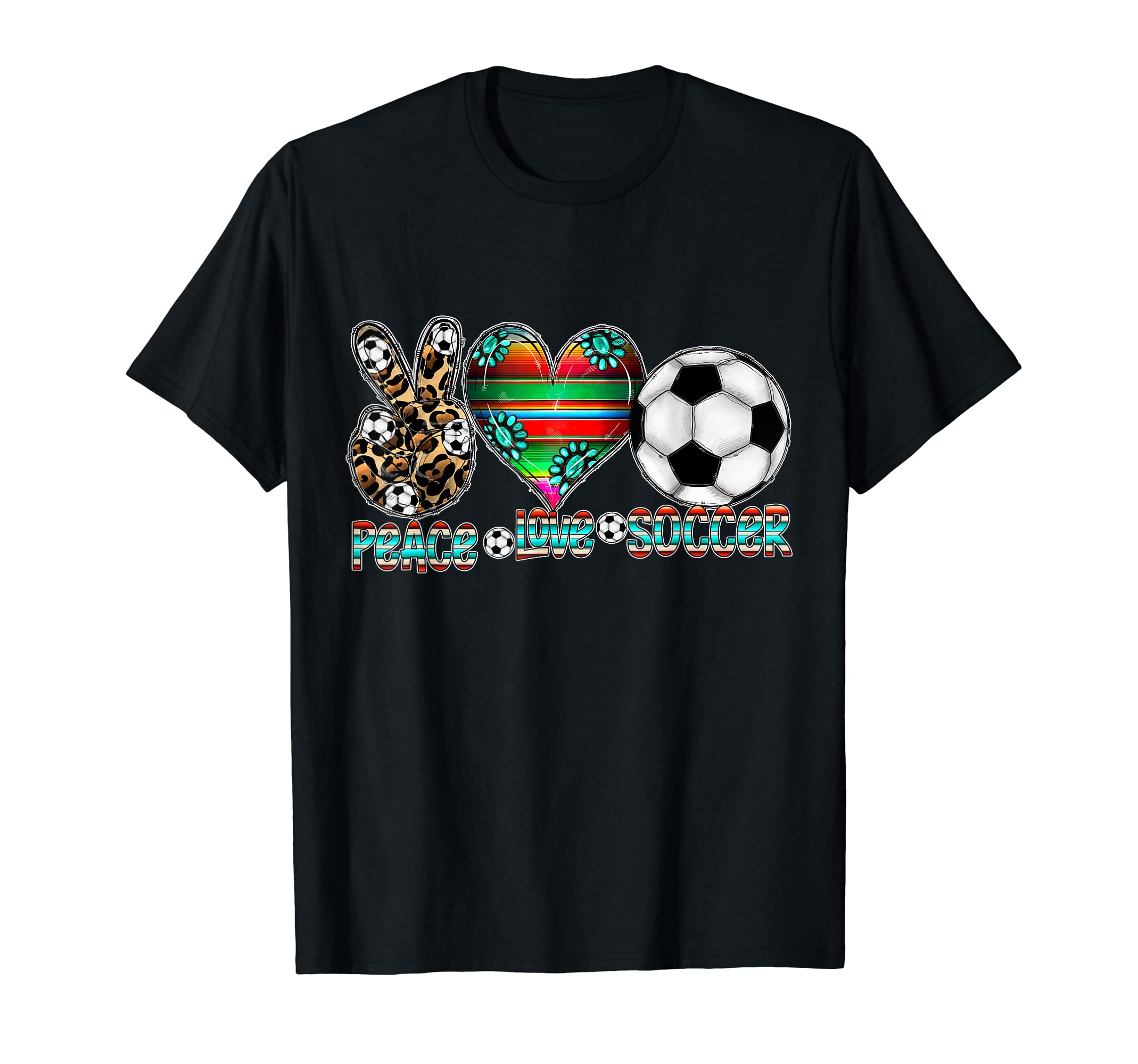 Peace Love Soccer Mom Dad Brother Sister T-Shirt - Graphic Print for Adults