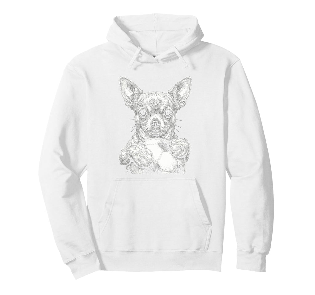 Chihuahua Dog Black White Player Line Art Hoodie - Novelty Apparel Unisex