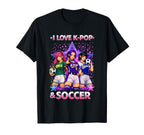 I Love K Pop And Soccer T-Shirt - Graphic Print for Adults