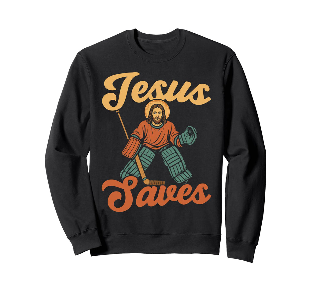 Ice Hockey Goalie Goalkeeper Jesus Sweatshirt - Trendy Graphic Unisex