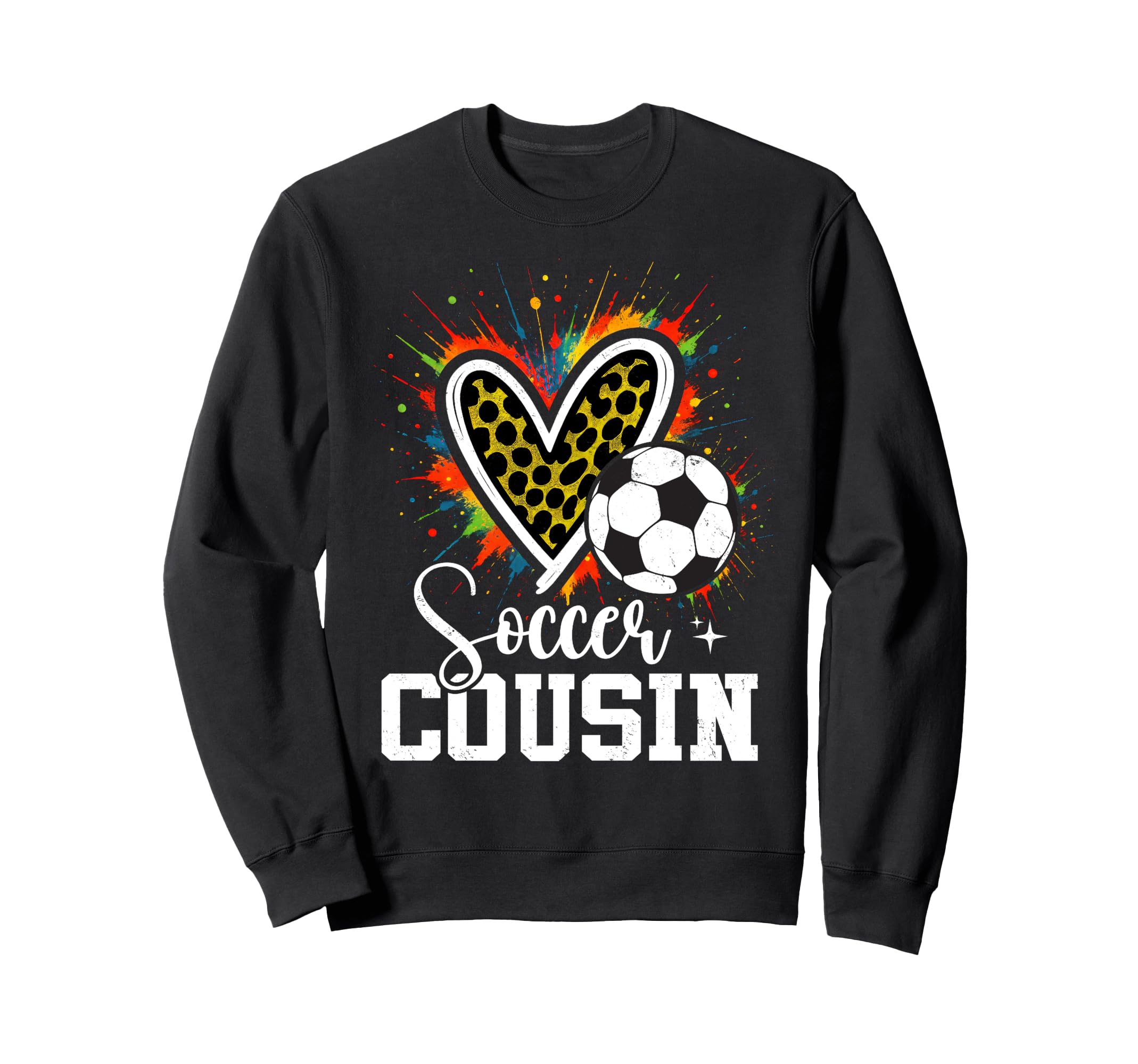 Soccer Cousin Leopard Heart Sweatshirt - Aesthetic Graphic Men Women