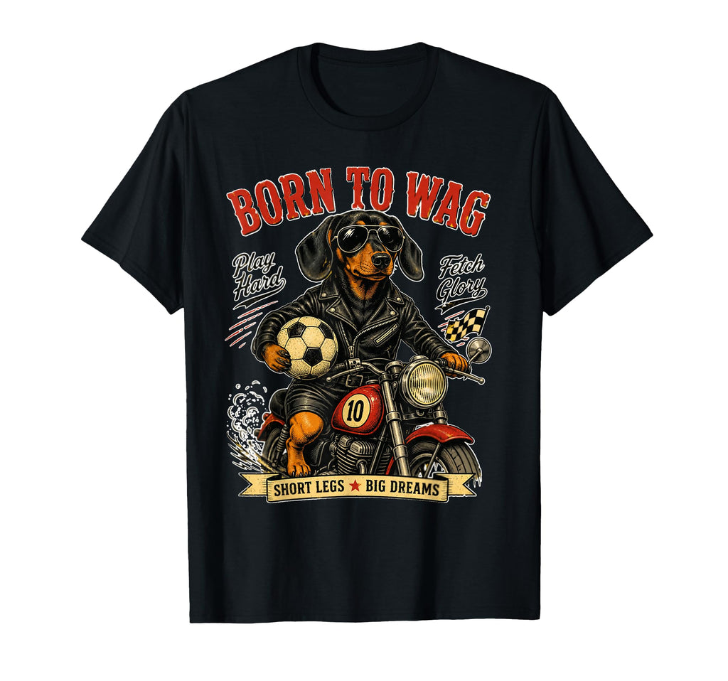 Dachshund Motorbike Love Footbal T-Shirt - Aesthetic Graphic for Adults