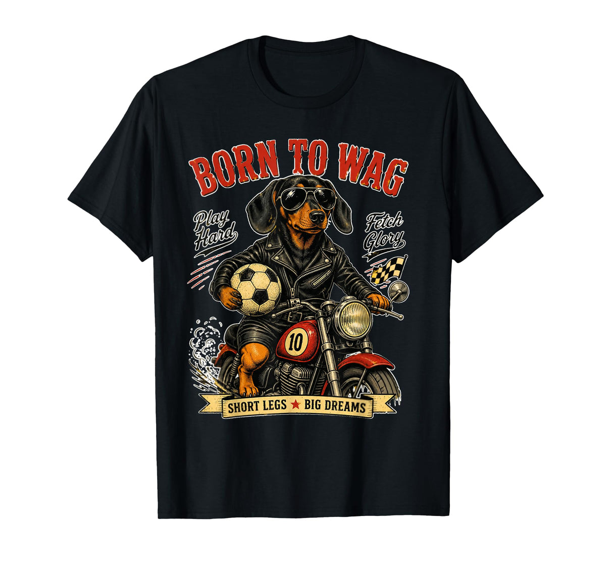 Dachshund Motorbike Love Footbal T-Shirt - Aesthetic Graphic for Adults