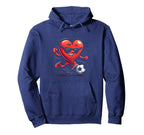 Heart Soccer Cartoon Hoodie - Minimalist Print Unisex
