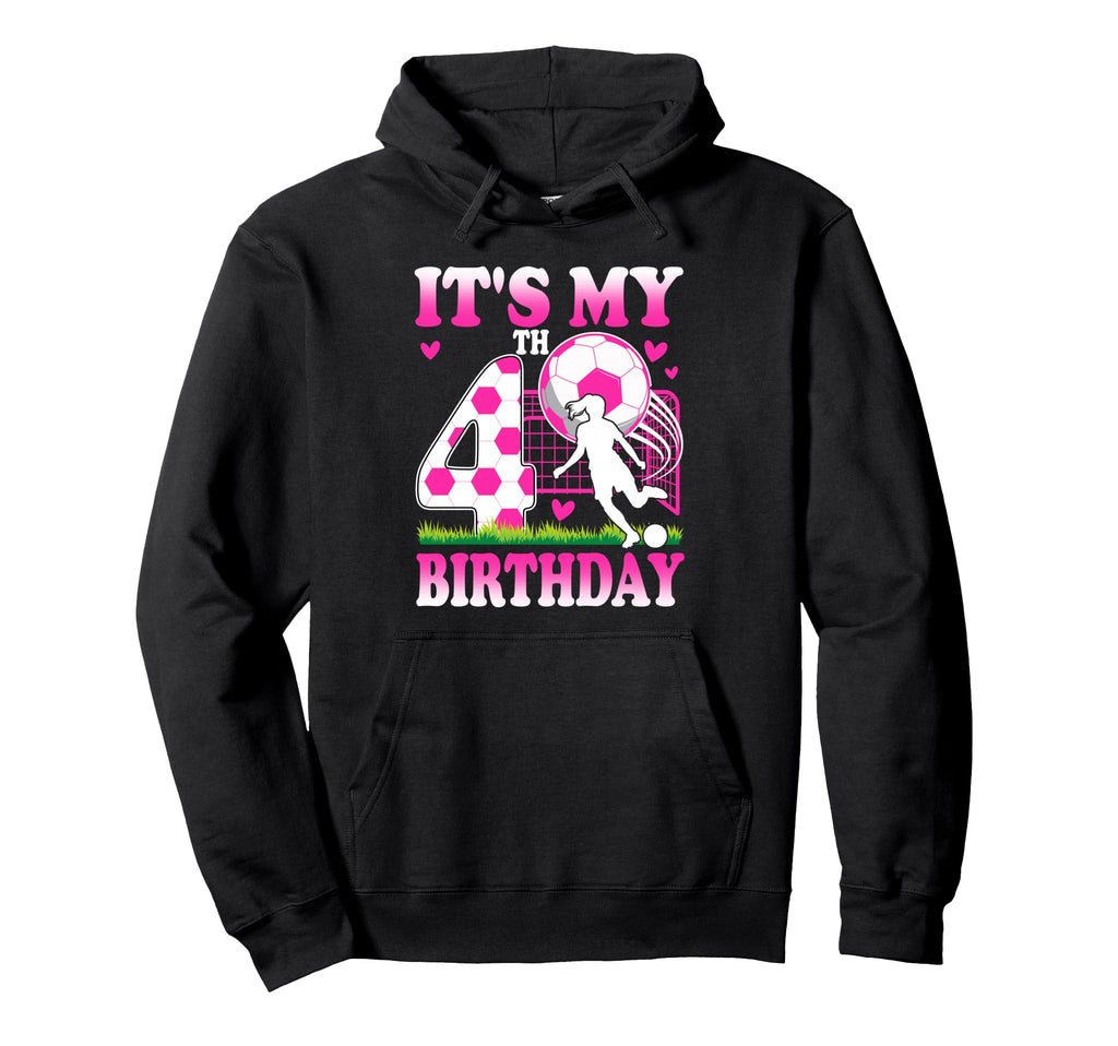 4 Year Old Birthday Soccer Themed Hoodie - Casual Everyday Wear for Adults