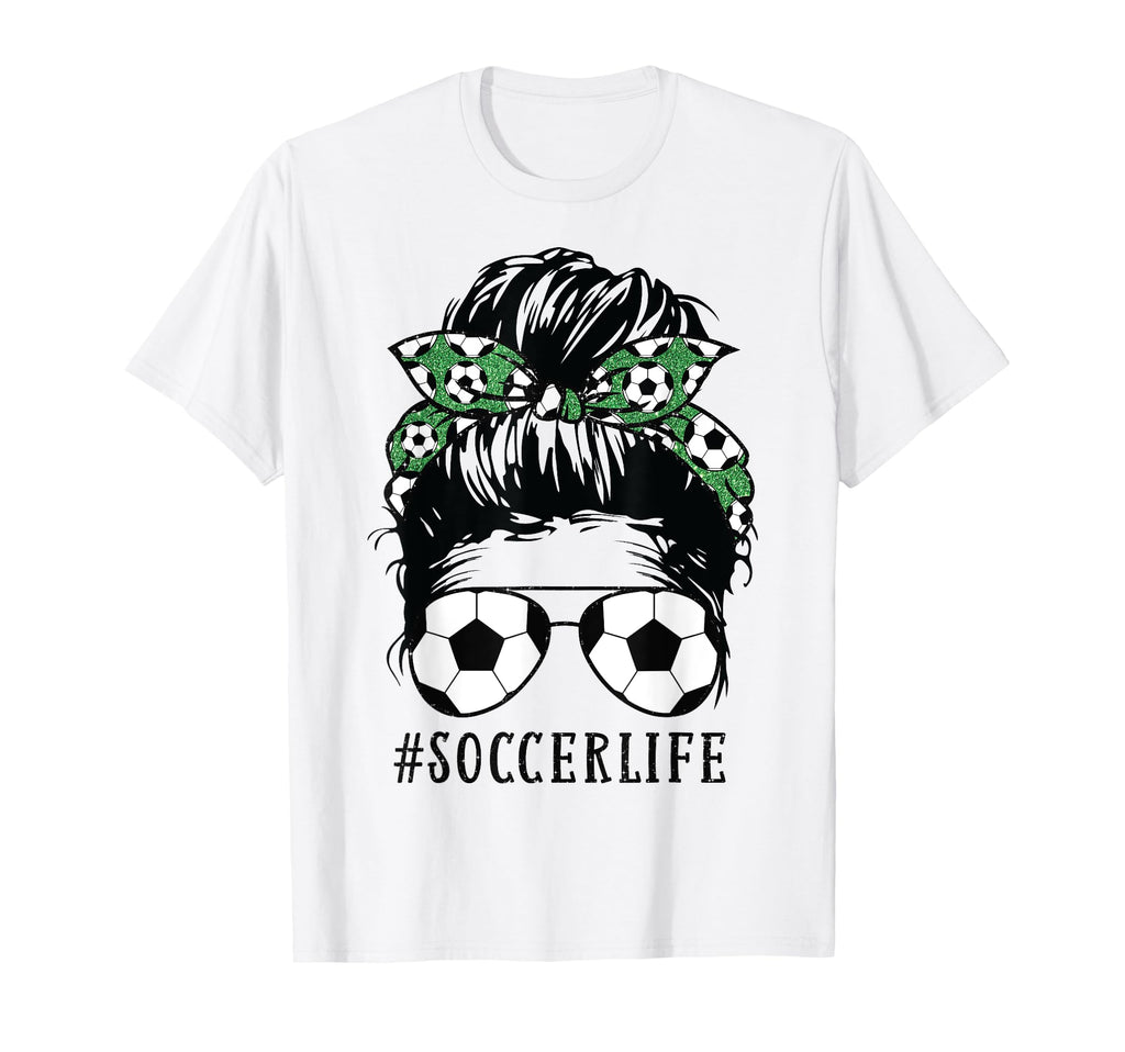 Momlife Kidlife Messy Bun Soccer Mom T-Shirt - Minimalist Print Men Women