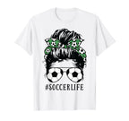 Momlife Kidlife Messy Bun Soccer Mom T-Shirt - Minimalist Print Men Women