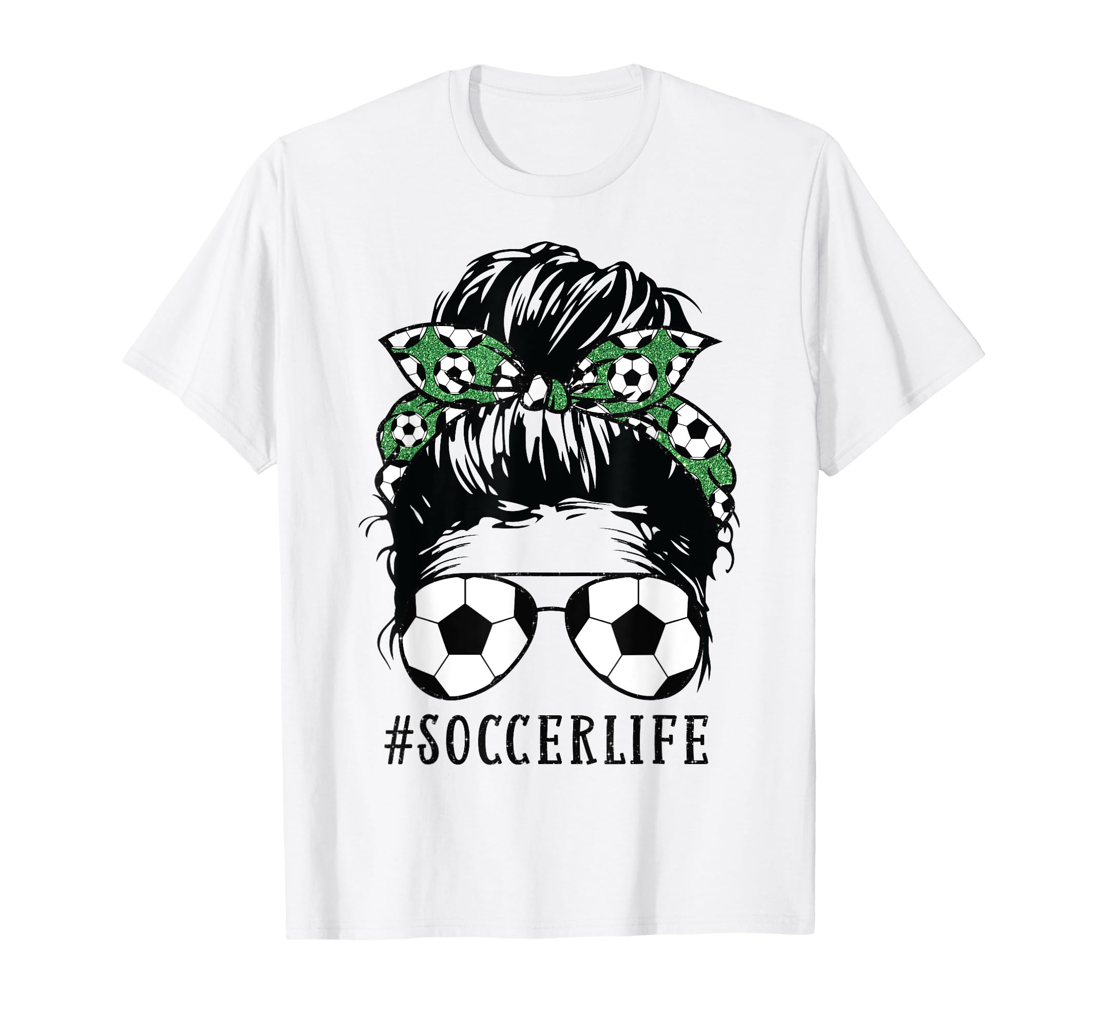 Momlife Kidlife Messy Bun Soccer Mom T-Shirt - Minimalist Print Men Women