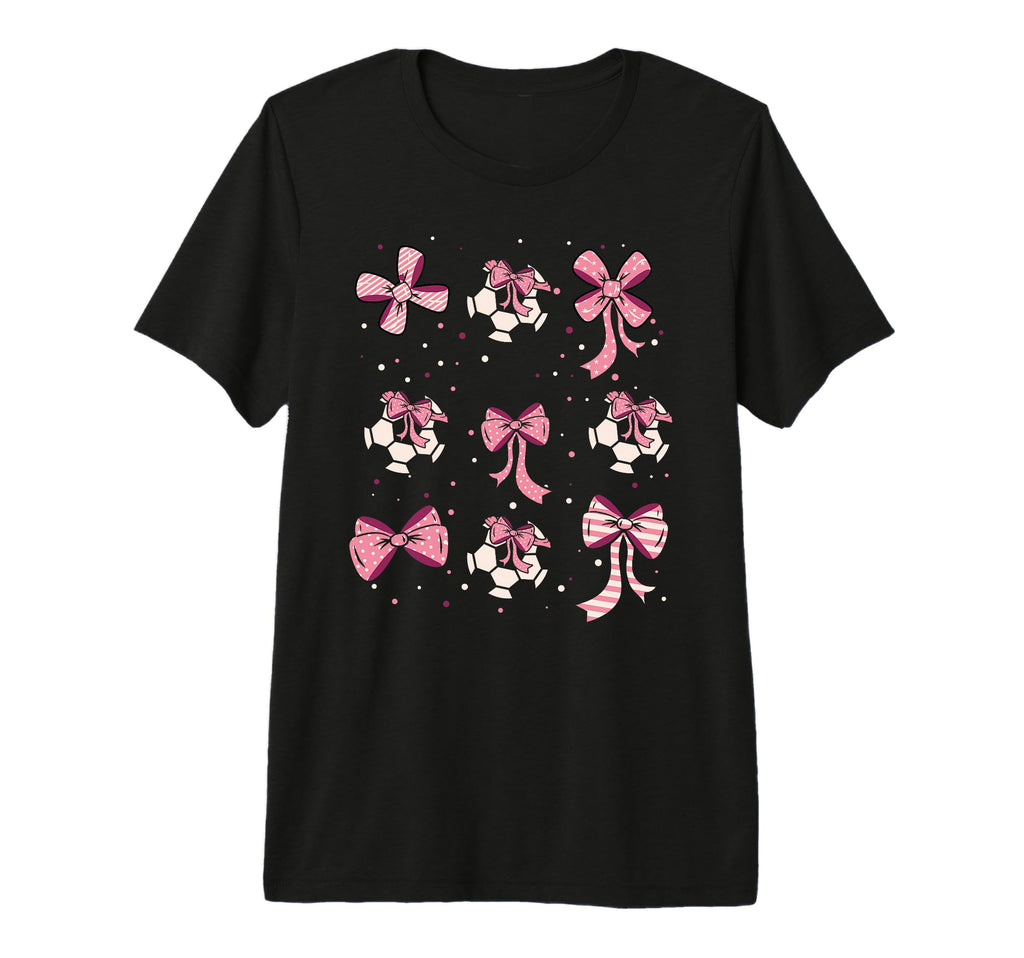 Soccer Ball Coquette Bow Game Day T-Shirt - Trendy Graphic for Adults