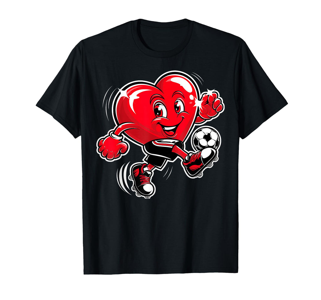 Love Heart Playing Soccer Couple T-Shirt - Custom Art Print for Adults