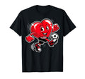 Love Heart Playing Soccer Couple T-Shirt - Custom Art Print for Adults