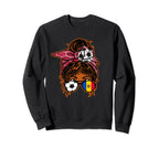 Messy Bun Hair Brown Skin Soccer Sweatshirt - Novelty Apparel for Adults