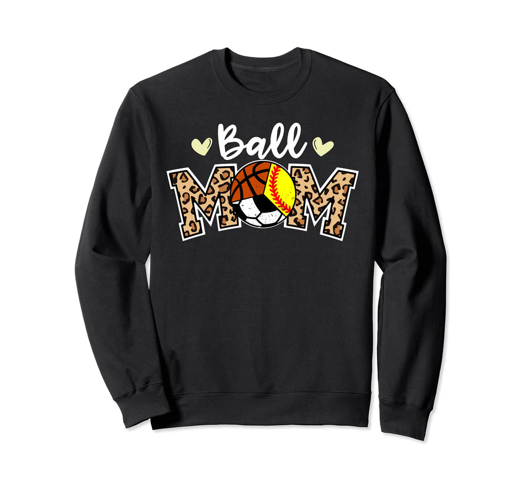 Ball Mom Leopard Softball Soccer Sweatshirt - Custom Art Print for Adults