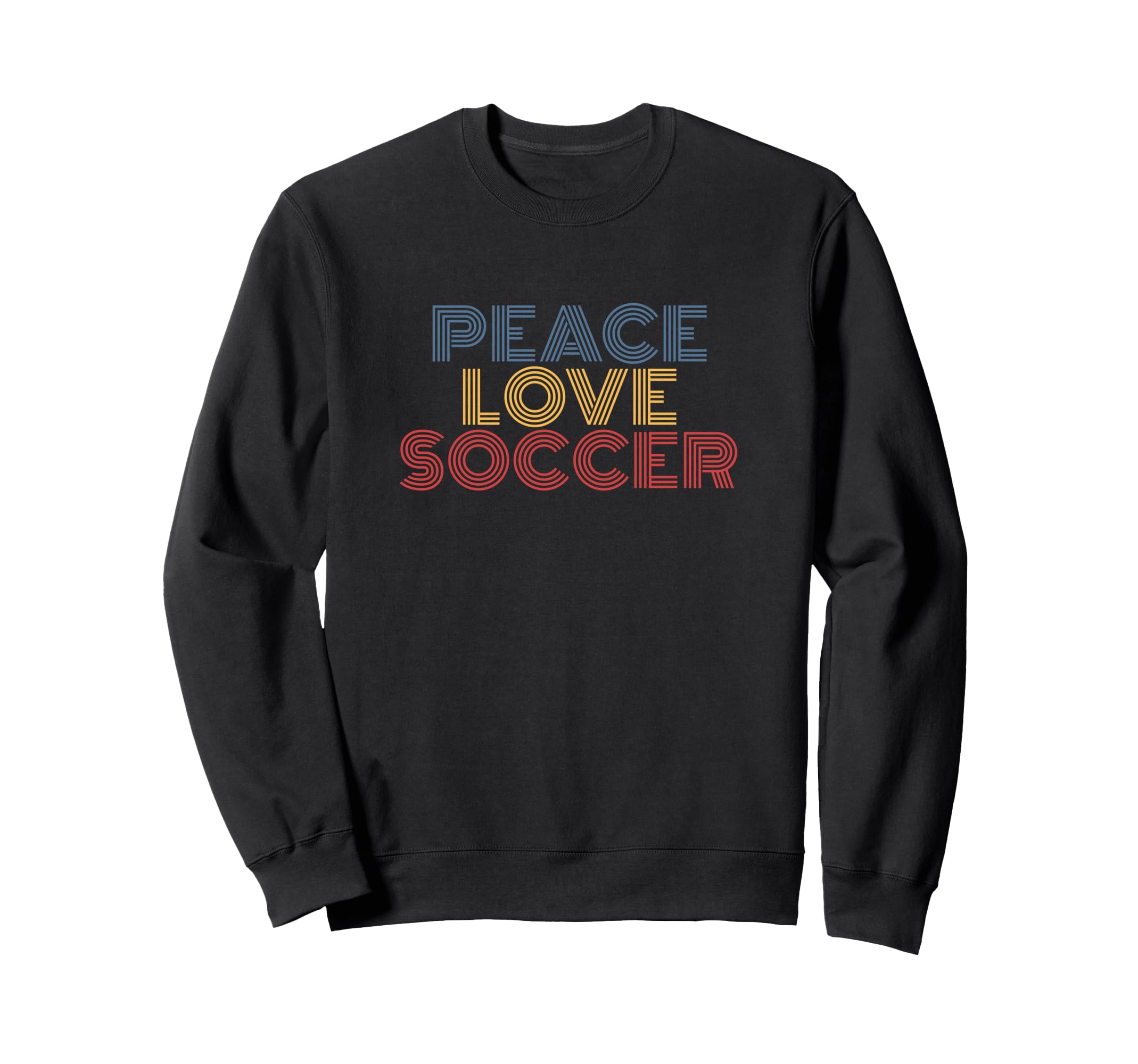 Peace Love Soccer 70S Sweatshirt - Fun Novelty Design for Adults