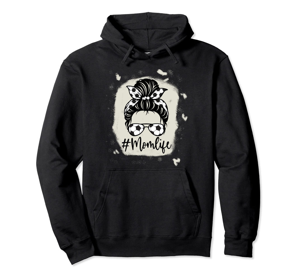 Womens Bleached Dy Mom Life Soccer Hoodie - Novelty Apparel Men Women