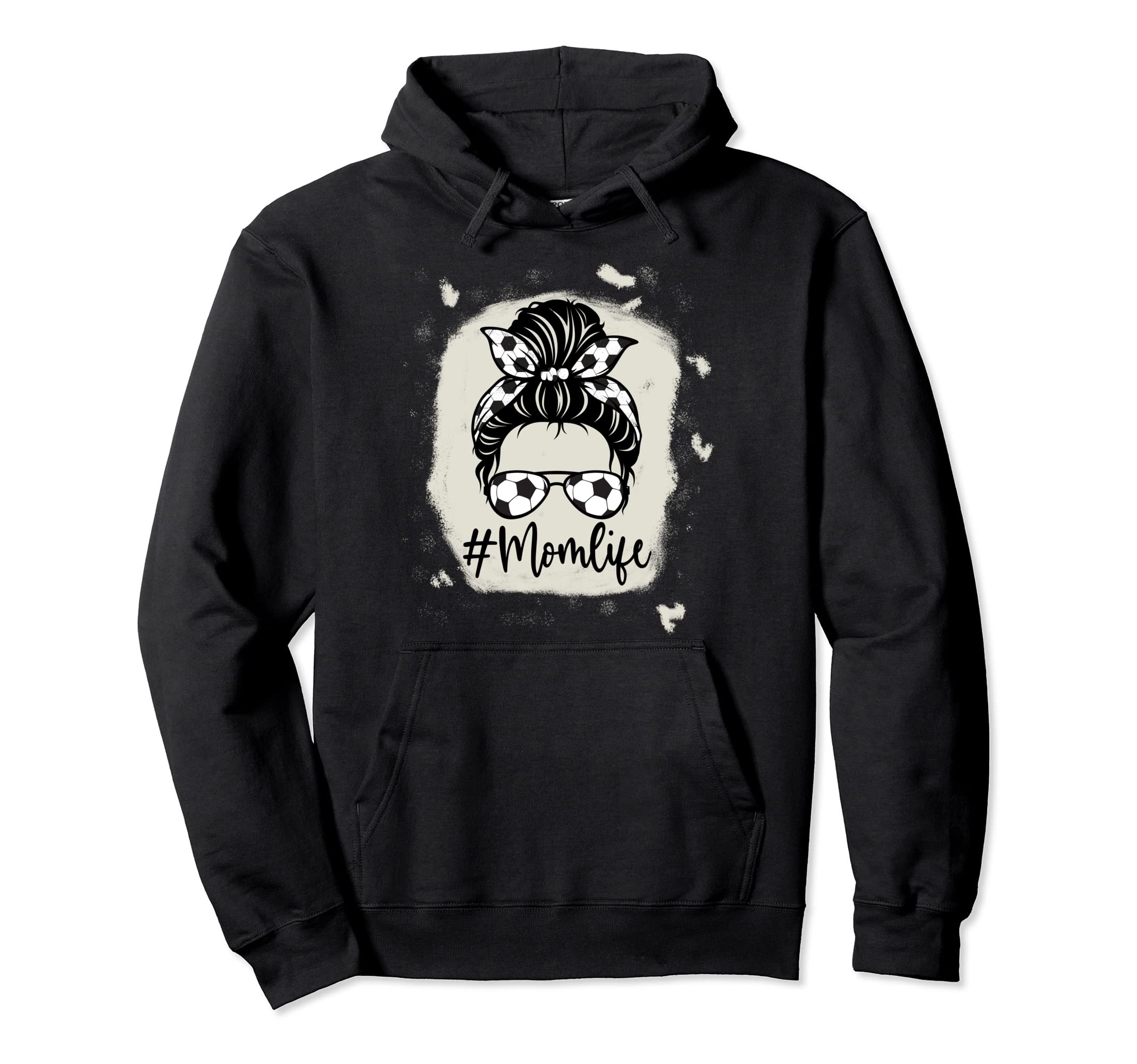 Womens Bleached Dy Mom Life Soccer Hoodie - Novelty Apparel Men Women