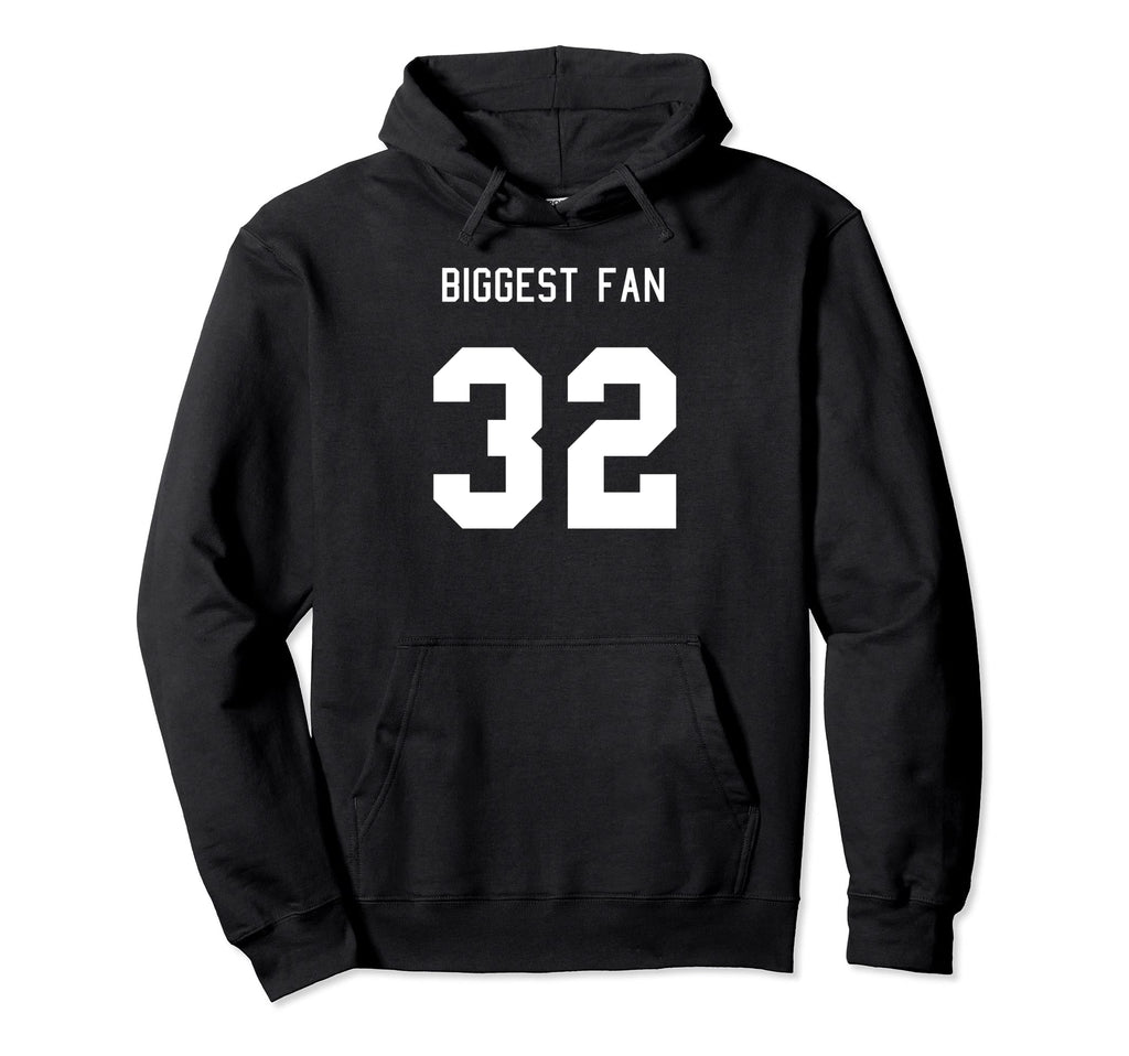 Number 32 Biggest Fan Sport Spirit Wear Hoodie - Fun Novelty Design Unisex