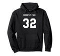 Number 32 Biggest Fan Sport Spirit Wear Hoodie - Fun Novelty Design Unisex