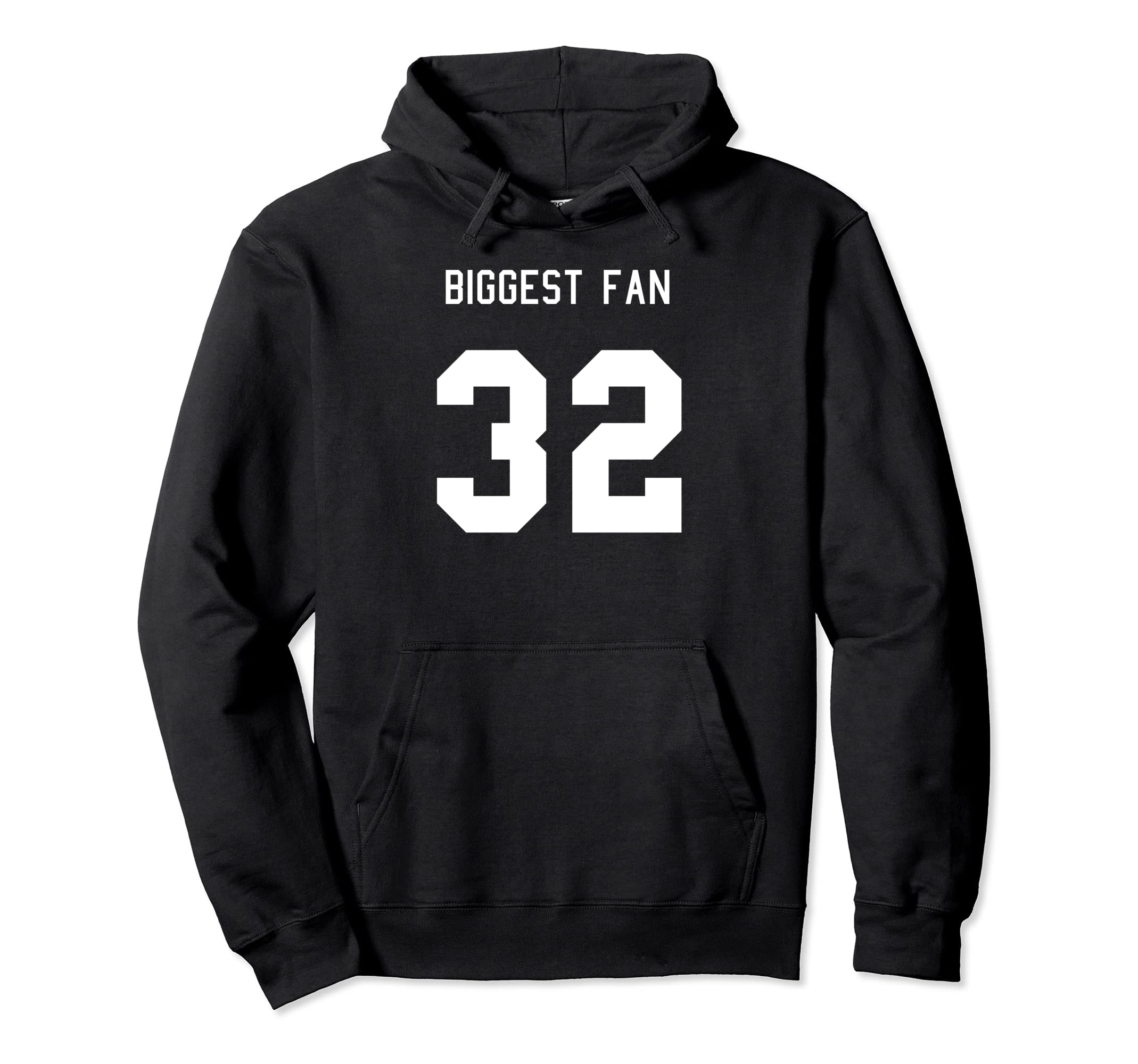 Number 32 Biggest Fan Sport Spirit Wear Hoodie - Fun Novelty Design Unisex