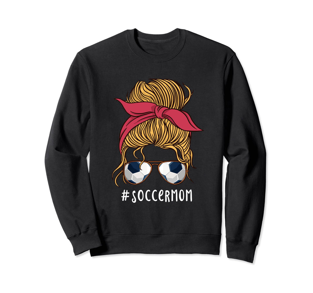 Soccer Mom Messy Bun Soccer Sweatshirt - Fun Novelty Design for Adults