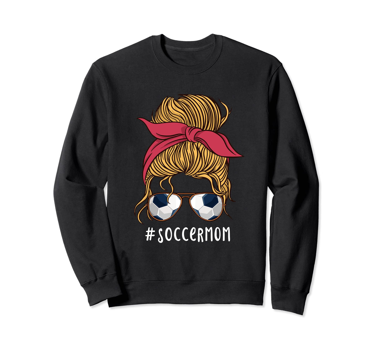 Soccer Mom Messy Bun Soccer Sweatshirt - Fun Novelty Design for Adults