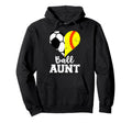 Ball Aunt Heart Funny Soccer Softball Aunt Hoodie - Minimalist Print Unisex