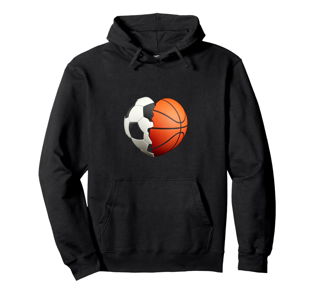 Split Heart Soccer Basketball Hoodie - Streetwear Style for Adults