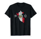Peruvian Map And Flag Distressed T-Shirt - Aesthetic Graphic for Adults