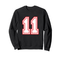 Number 11 Red Varsity Favorite Sweatshirt - Fun Novelty Design for Adults