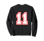 Number 11 Red Varsity Favorite Sweatshirt - Fun Novelty Design for Adults