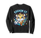 Kickin It Tiger Playing Soccer Sweatshirt - Casual Everyday Wear Unisex