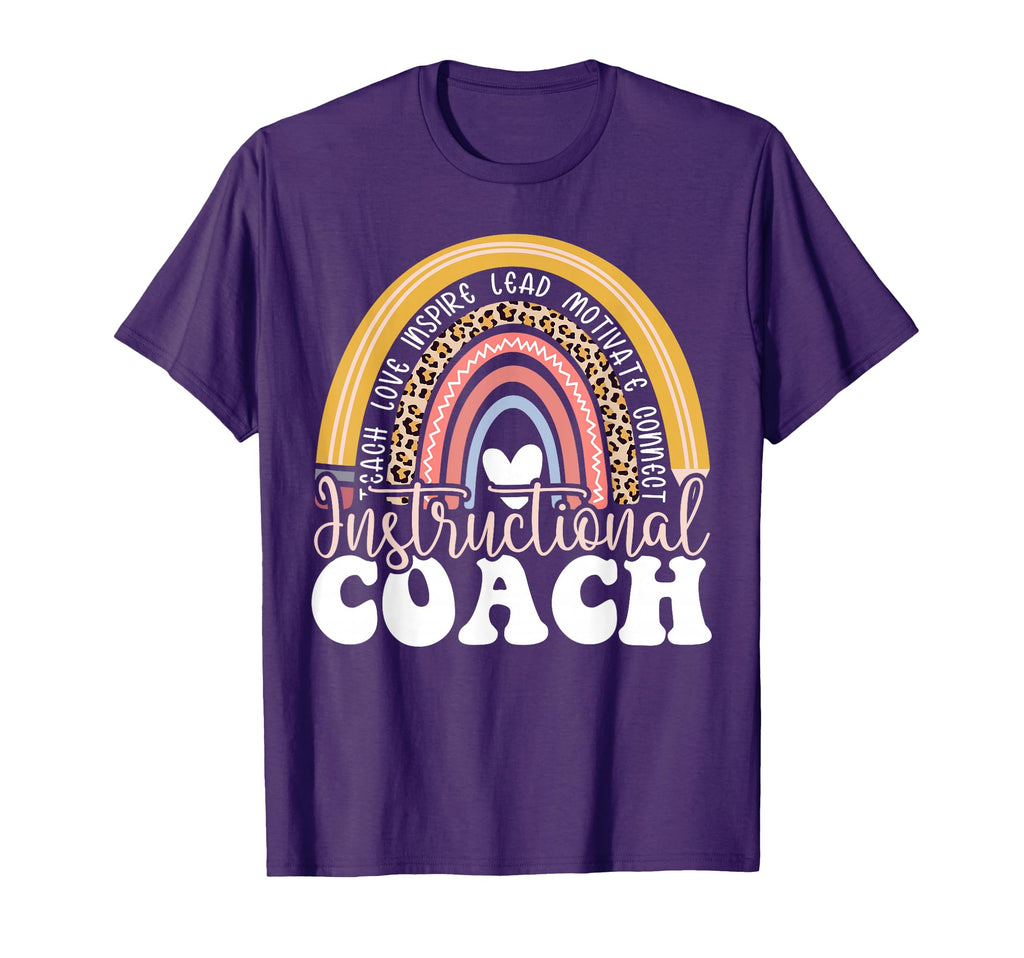 Instructional Coach Rainbow Leopard T-Shirt - Unique Graphic for Adults
