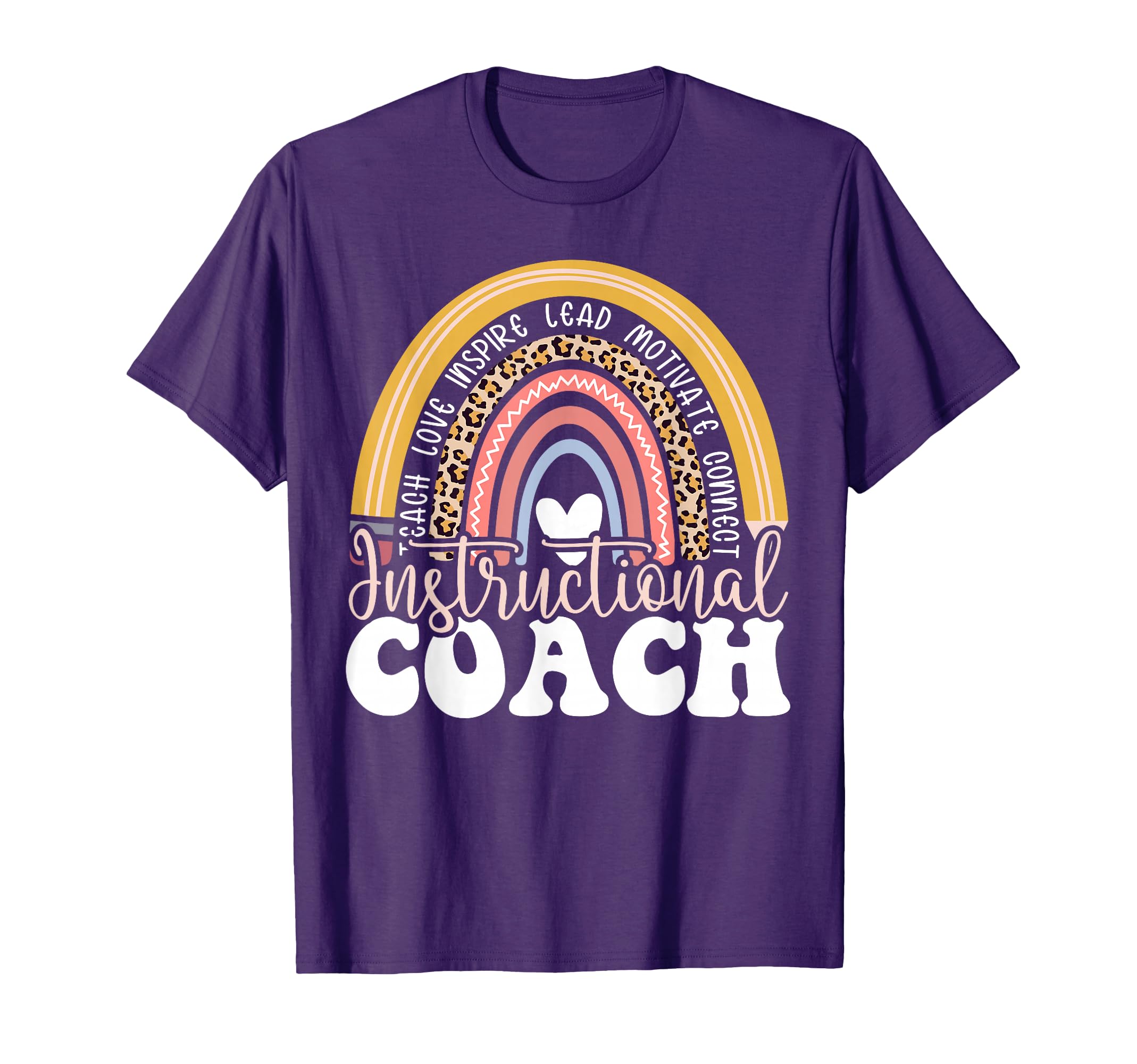 Instructional Coach Rainbow Leopard T-Shirt - Unique Graphic for Adults
