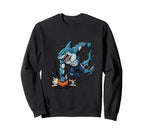 Shark Soccer Striker Cartoon Sweatshirt - Custom Art Print Men Women